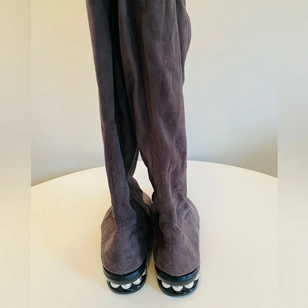 Catherine Malandrino Perse Size 9 Pearl Accent Heel Over The Knee Boots